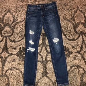 high rise ripped jeans